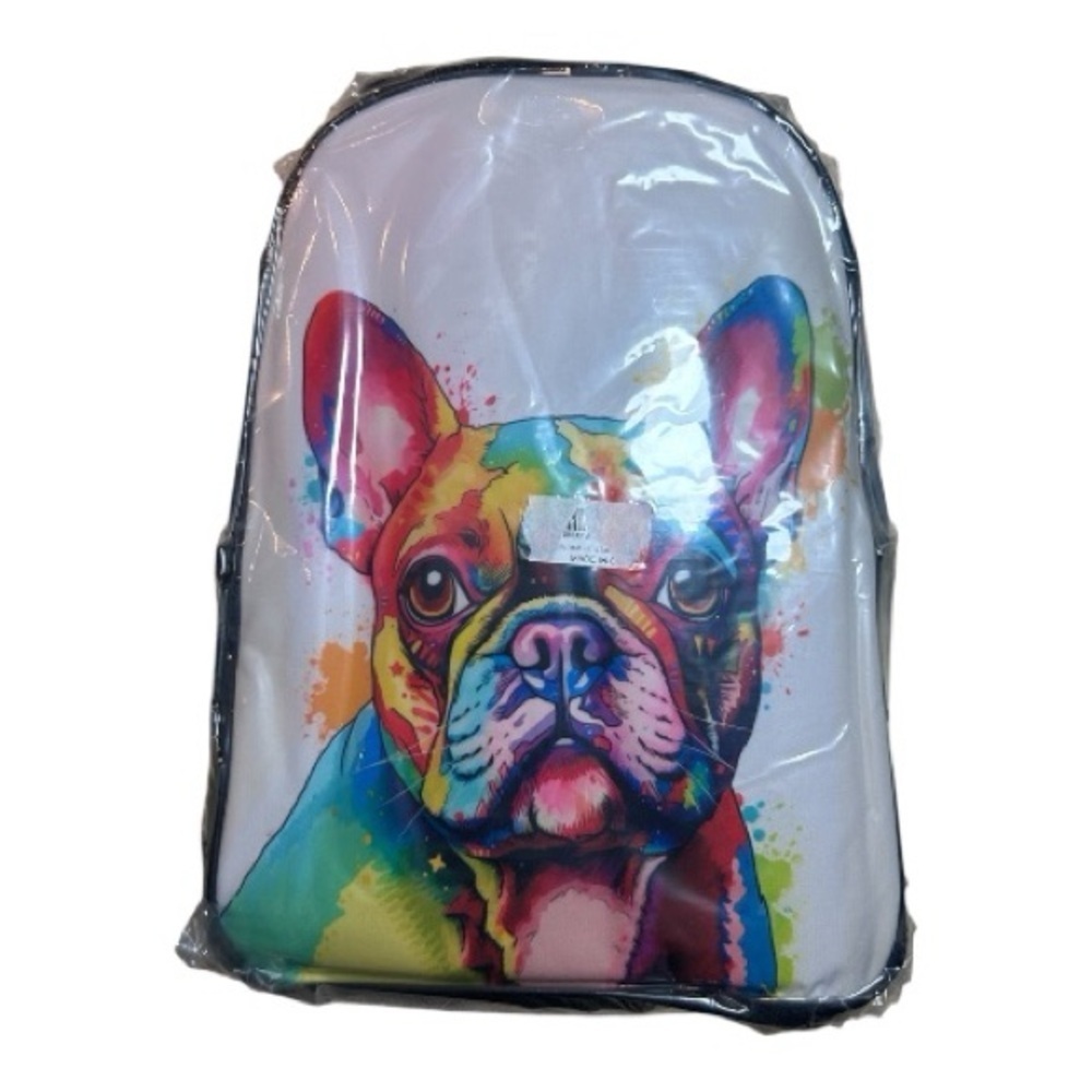 French Bulldog Backpack Colorful Watercolor Black Multicolor Multifunctional